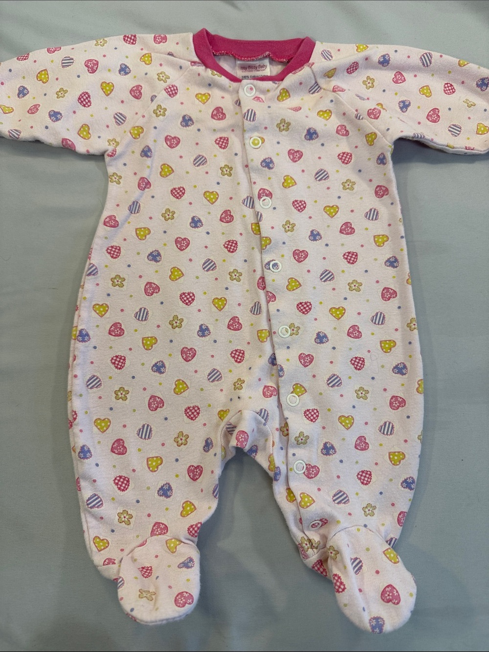 Itsy Bitsy Pink Heart & Floral Footed One-Piece